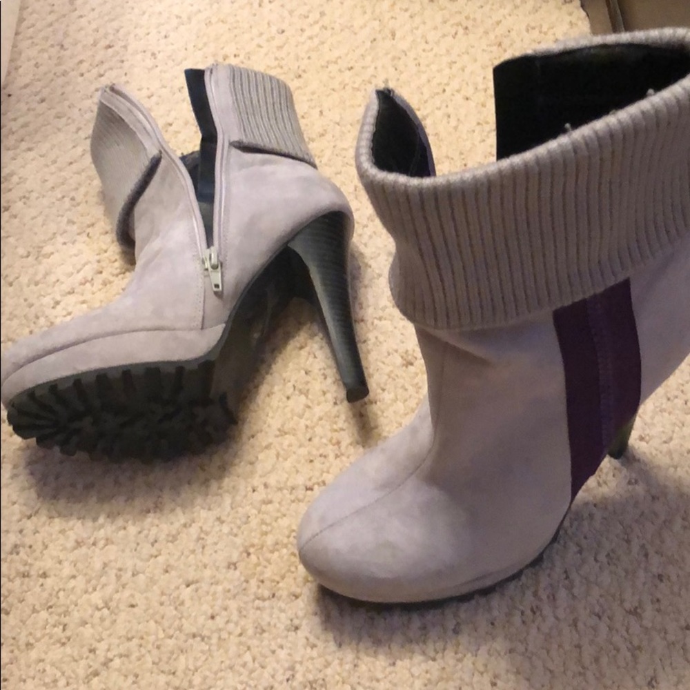 High heeled platform suede booties